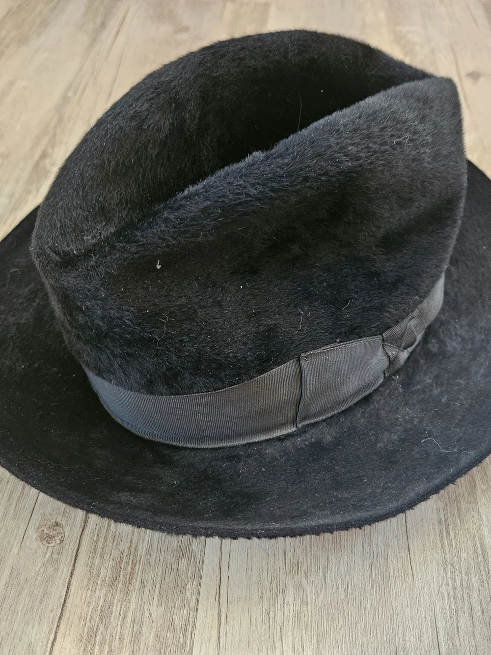 Vintage Herbert Johnson London Mem's Black Felt Fur Big Rimmed Fedora